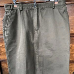 LL Bean Straight Olive Maxi Skirt Size 12
